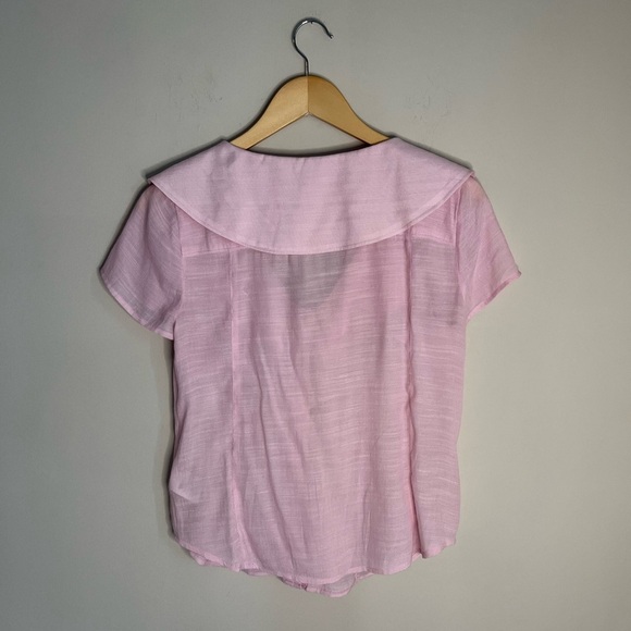 3/$25 Maeve Anthropologie Baby Pink Tortoise Shell Blouse - Picture 5 of 10